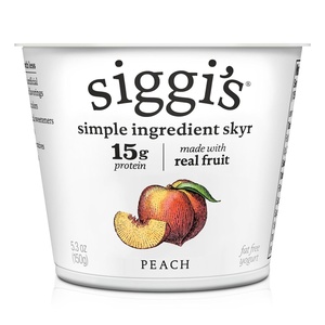 image:imagesiggis Icelandic Strained Nonfat Yogurt Peach 53 oz Single Serve Cup  Thick ProteinRich Yogurt Snack